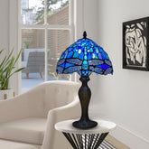 Blue Dragonfly Stained Glass Tiffany Style Table Lamp